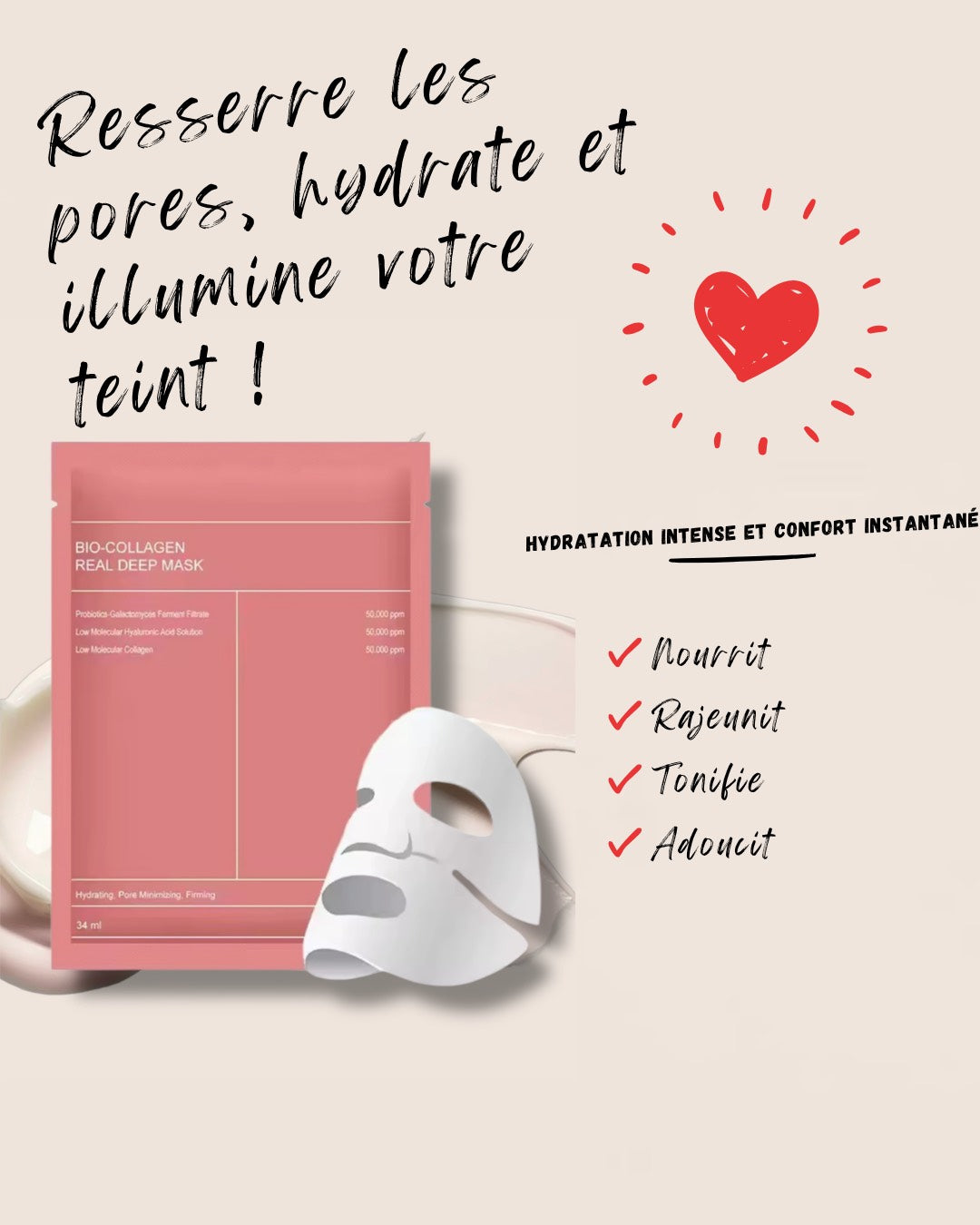 Masque Facial au Bio Collagène